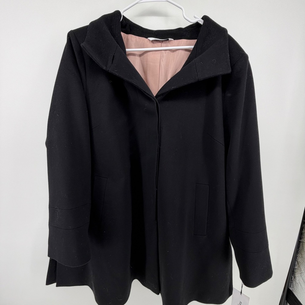 Fleurette Black Loro Piana Wool Coat Womens 22 Made in USA 080253W Car Coat